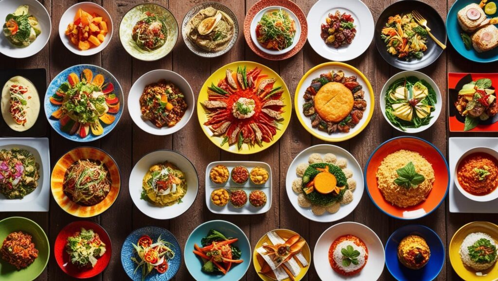 A variety of food and meals on a table