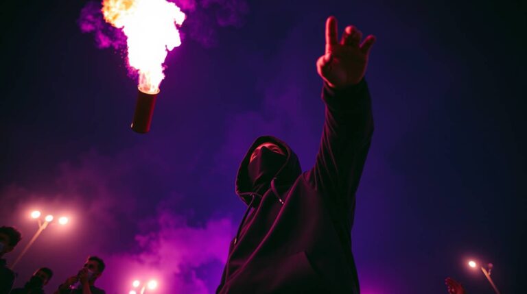 AntiFa man throwing a flare